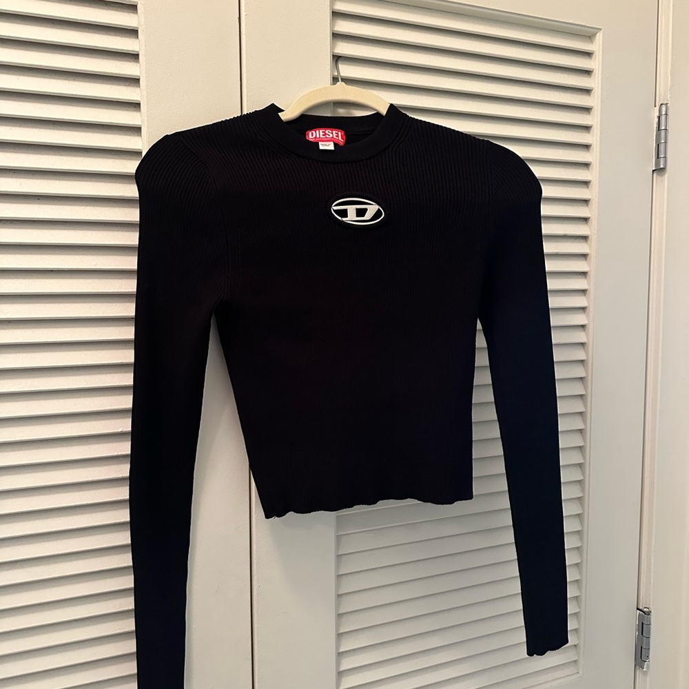 Diesel Black Ribbed Crew Neck Top